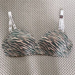 Pink/cream/ and teal zebra print bra Victoria secret 38DD